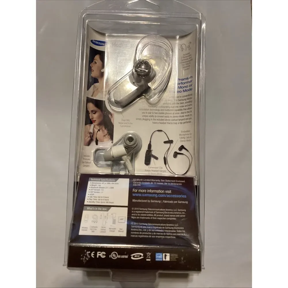 New Samsung Modus 3500 Bluetooth Earpiece White TESTED